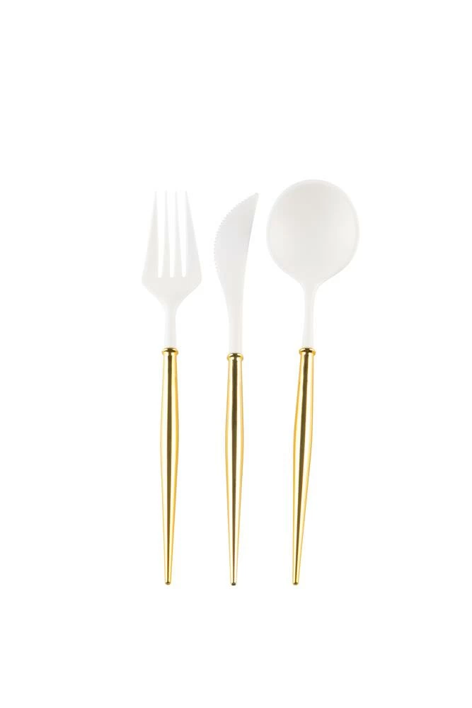 Sophistiplate Premium Two Toned Metallic Cutlery, 24-pk, White/Gold