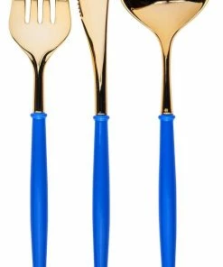 Sophistiplate Premium Two Toned Metallic Cutlery, 24-pk, Gold/Blue