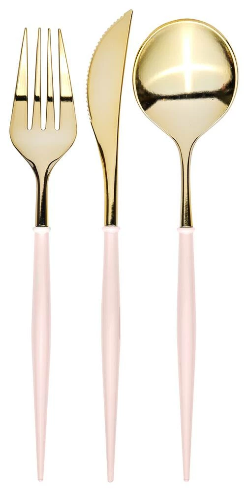 Sophistiplate Premium Two Toned Metallic Cutlery, 24-pk, Gold/Blush