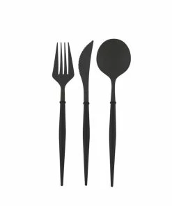 Sophistiplate Premium Two Toned Cutlery, 24-pk, Black/Black