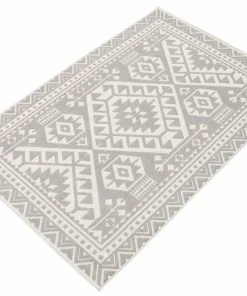 Ecarpet Gallery ECARPET Aaya Indoor/Outdoor Area Rug, Light Grey/White, Assorted Sizes