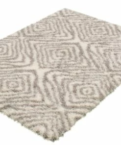 Ecarpet Gallery ECARPET Agadir Abstract Indoor Area Shag Rug, Ivory, 47-in X 71-in