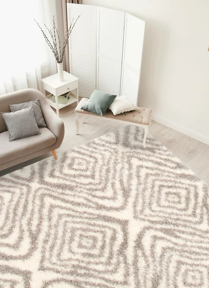 Ecarpet Gallery ECARPET Agadir Abstract Indoor Area Shag Rug, Ivory, 47-in X 71-in - Image 9