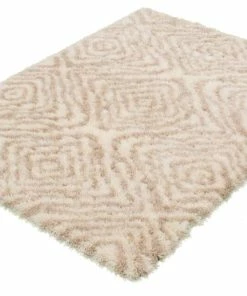 Ecarpet Gallery ECARPET Agadir Abstract Indoor Area Shag Rug, Ivory/Tan, Assorted Sizes