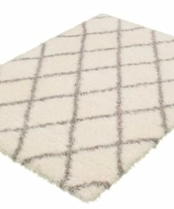 Ecarpet Gallery ECARPET Agadir Diamond Indoor Area Shag Rug, Ivory, 47-in X 71-in