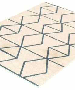 Ecarpet Gallery ECARPET Ana Indoor Geometric Area Rug, Ivory/Blue, Assorted Sizes