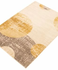 Ecarpet Gallery ECARPET Bellagio Indoor Geometric Area Rug, Ivory/Gold, Assorted Sizes