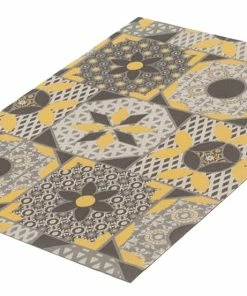 Ecarpet Gallery ECARPET Combo Pack Bellisima Indoor Geometric Area Rug/Runner, Yellow/Grey, Assorted Sizes, 2-pc
