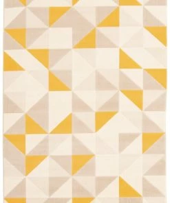 Ecarpet Gallery ECARPET Delta Indoor Geometric Area Rug, Yellow/Ivory, Assorted Sizes