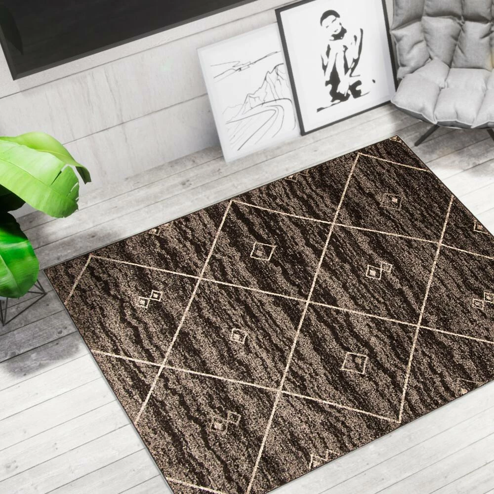Ecarpet Gallery ECARPET Devos Indoor Geometric Area Rug, Brown/Ivory, Assorted Sizes - Image 9