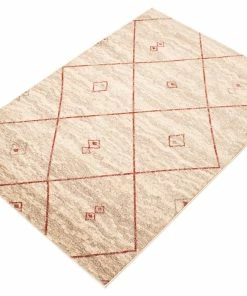 Ecarpet Gallery ECARPET Devos Indoor Geometric Area Rug, Ivory/Red, Assorted Sizes