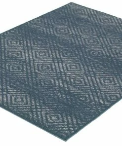 Ecarpet Gallery ECARPET Ember Rectangle Indoor Geometric Area Rug, Petrol, Assorted Sizes
