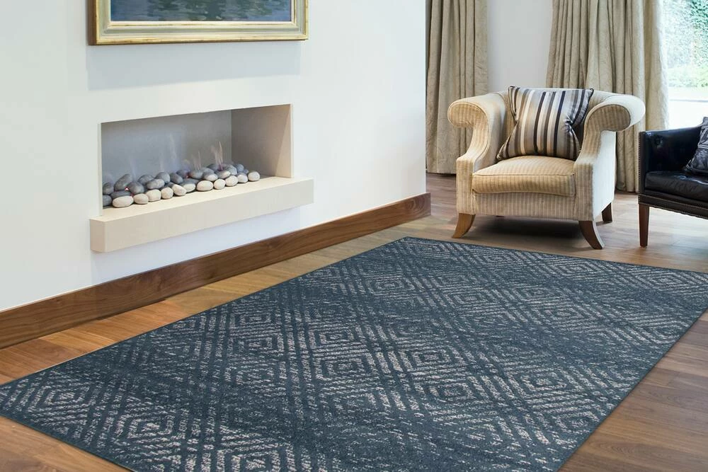 Ecarpet Gallery ECARPET Ember Rectangle Indoor Geometric Area Rug, Petrol, Assorted Sizes - Image 9