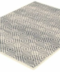Ecarpet Gallery ECARPET Ember Rectangle Indoor Geometric Area Rug, Silver/Petrol, Assorted Sizes
