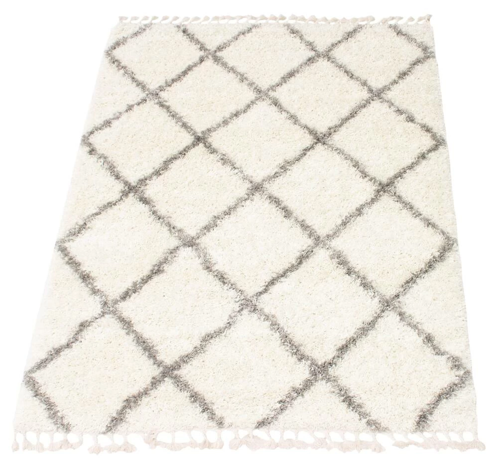 Ecarpet Gallery ECARPET Grammercy Diamond Indoor Area Shag Rug, Cream/Grey, Assorted Sizes - Image 2