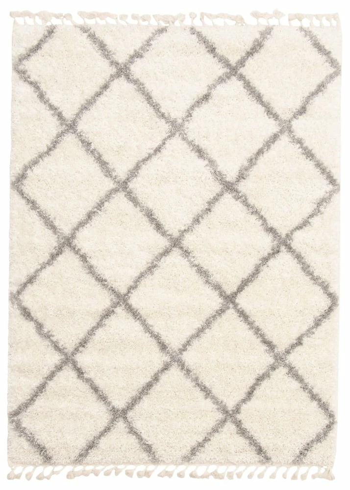 Ecarpet Gallery ECARPET Grammercy Diamond Indoor Area Shag Rug, Cream/Grey, Assorted Sizes - Image 3