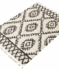 Ecarpet Gallery ECARPET Grammercy Koi Indoor Geometric Area Shag Rug, Cream/Grey, Assorted Sizes