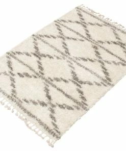 Ecarpet Gallery ECARPET Grammercy Liv Indoor Geometric Area Shag Rug, Cream/Grey, Assorted Sizes