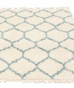 Ecarpet Gallery ECARPET Grammercy Trellis Indoor Geometric Area Shag Rug, Cream, Assorted Sizes