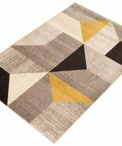 Ecarpet Gallery ECARPET Harlow Indoor Geometric Area Rug, Grey/Gold, Assorted Sizes