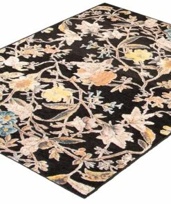 Ecarpet Gallery ECARPET Lotus Floral Indoor Area Rug, Black, Assorted Sizes