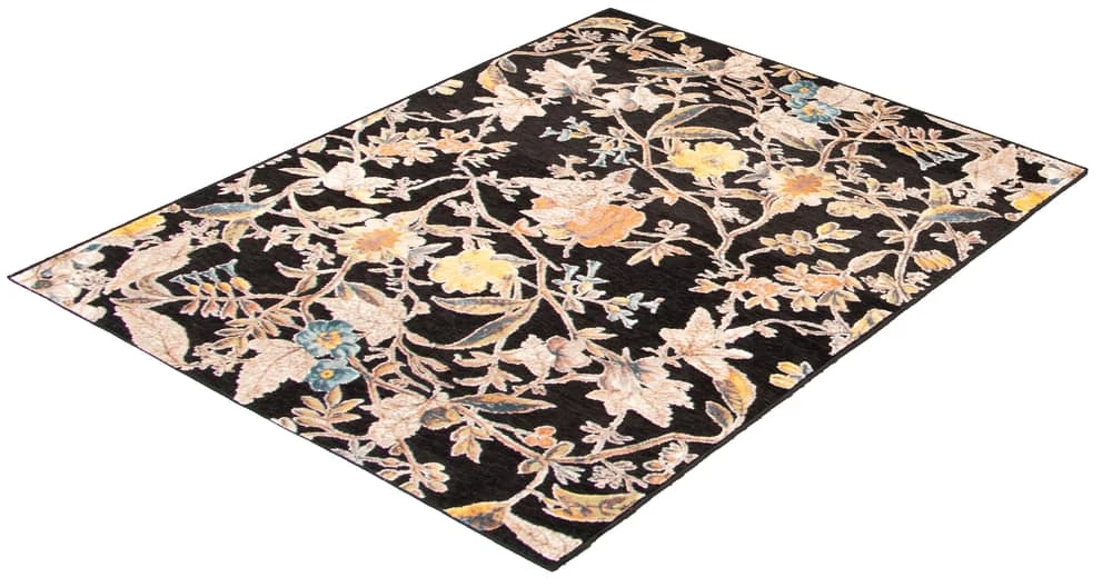 Ecarpet Gallery ECARPET Lotus Floral Indoor Area Rug, Black, Assorted Sizes