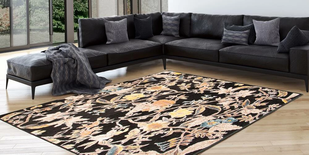 Ecarpet Gallery ECARPET Lotus Floral Indoor Area Rug, Black, Assorted Sizes - Image 9
