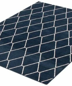 Ecarpet Gallery ECARPET Macy Diamante Indoor Geometric Area Rug, Navy/White, Assorted Sizes