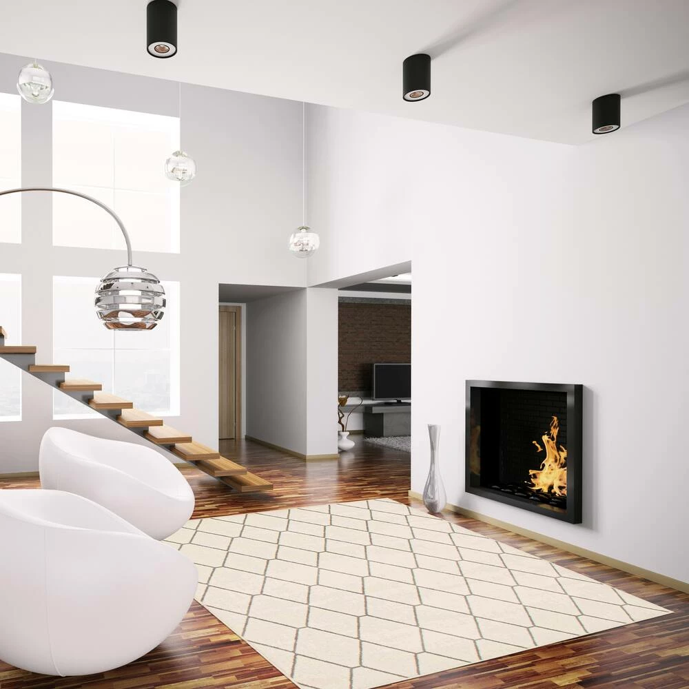 Ecarpet Gallery ECARPET Macy Diamante Indoor Geometric Area Rug, White/Grey, Assorted Sizes - Image 9