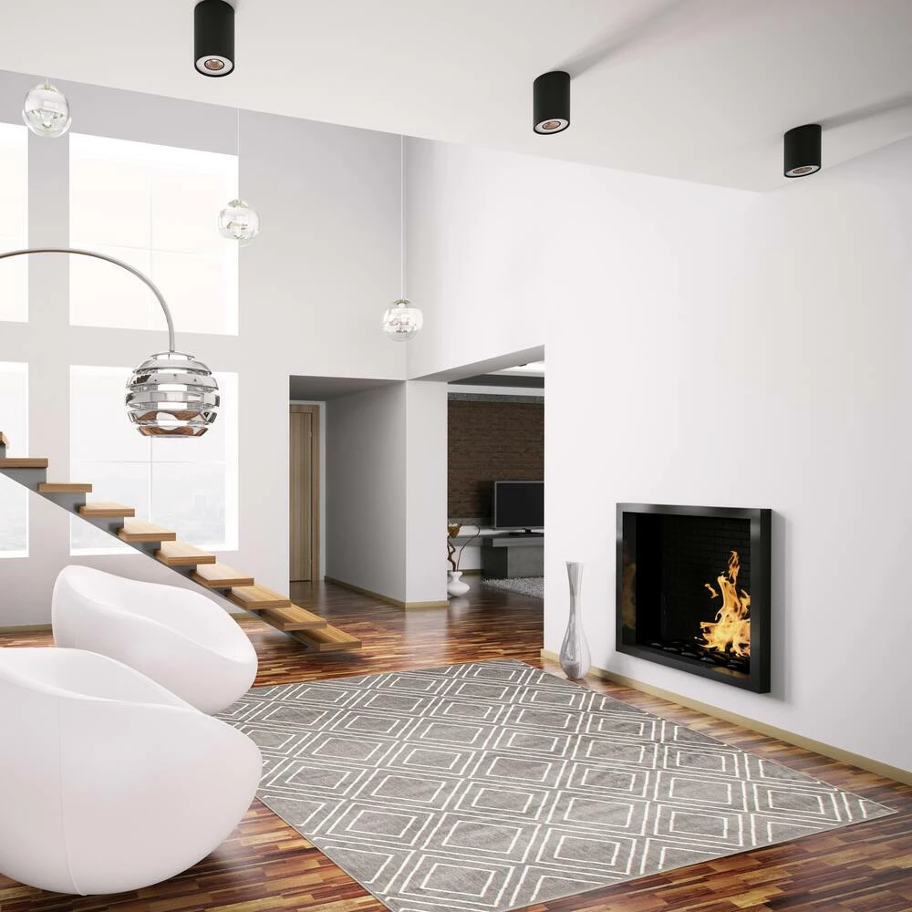 Ecarpet Gallery ECARPET Macy Geod Indoor Geometric Area Rug, Grey/White, Assorted Sizes - Image 9