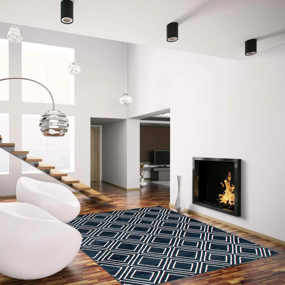Ecarpet Gallery ECARPET Macy Geod Indoor Geometric Area Rug, Navy/White, Assorted Sizes - Image 9