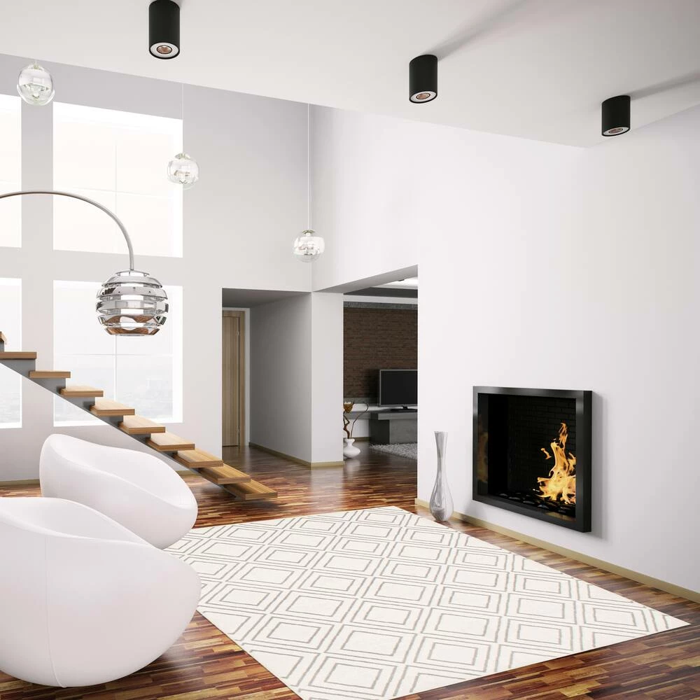 Ecarpet Gallery ECARPET Macy Geod Indoor Geometric Area Rug, White/Grey, Assorted Sizes - Image 9