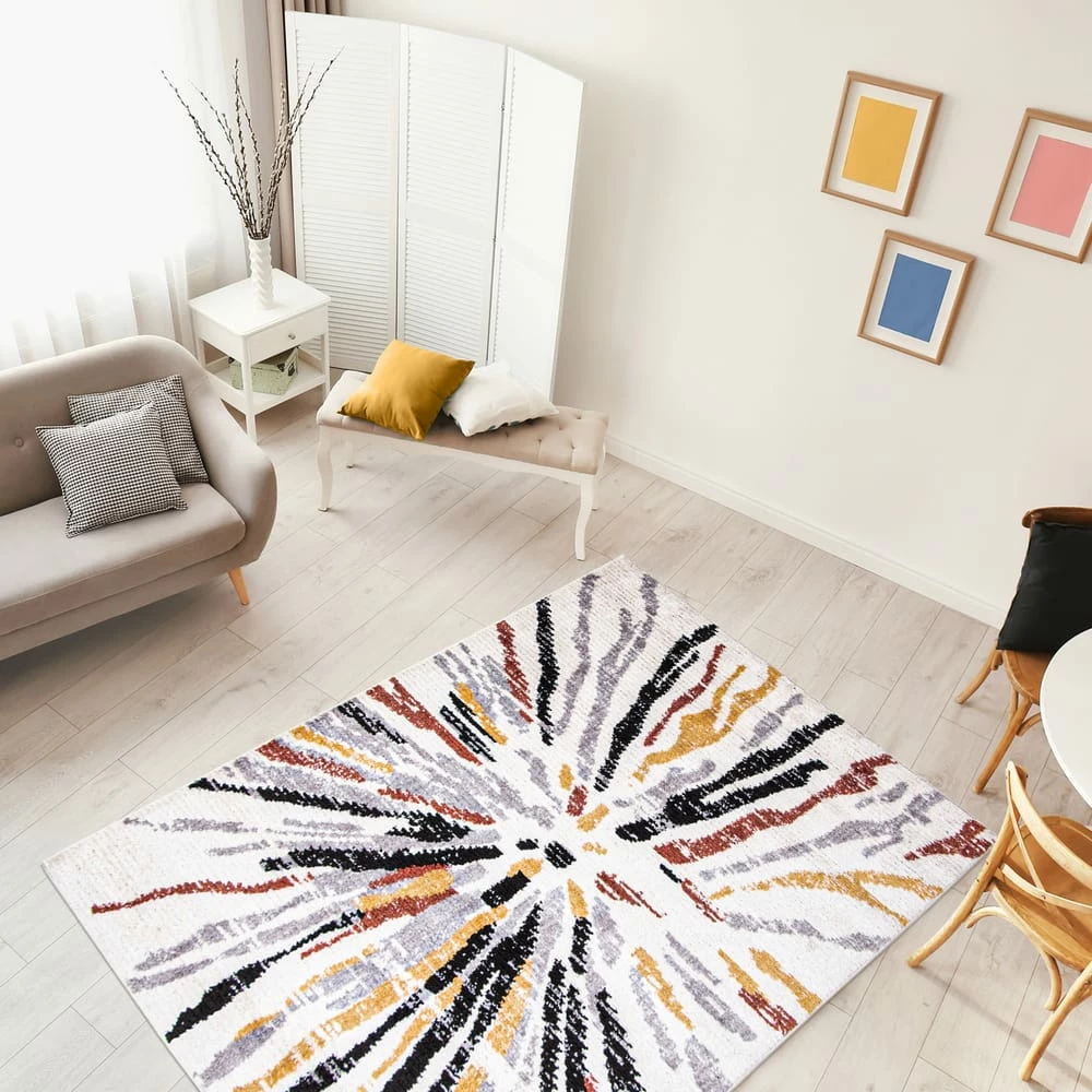 Ecarpet Gallery ECARPET Morocco Sunburst Indoor Area Rug, Black/White, Assorted Sizes - Image 9