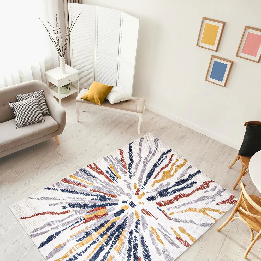 Ecarpet Gallery ECARPET Morocco Sunburst Indoor Area Rug, Navy/White, Assorted Sizes - Image 9