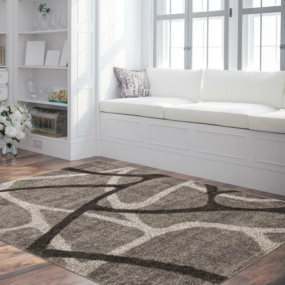 Ecarpet Gallery ECARPET Patina Indoor Area Shag Rug, Light Grey, Assorted Sizes - Image 9