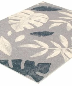 Ecarpet Gallery ECARPET Presly Indoor Floral Area Rug, Silver/Petrol, Assorted Sizes