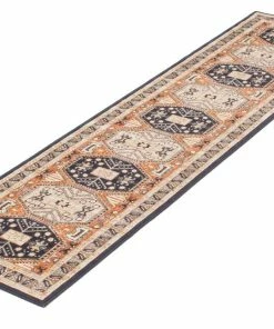 Ecarpet Gallery ECARPET Qashqai Indoor Area Rug/Runner, Copper/Navy, Assorted Sizes