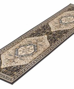 Ecarpet Gallery ECARPET Qashqai Indoor Area Rug/Runner, Dark Navy, Assorted Sizes