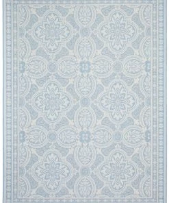 Ecarpet Gallery ECARPET Veranda Traditional Indoor/Outdoor Area Rug, Light Blue, Assorted Sizes